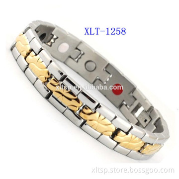 Fashion jewelry 18k gold mens health care titanium stainless steel bracelet
